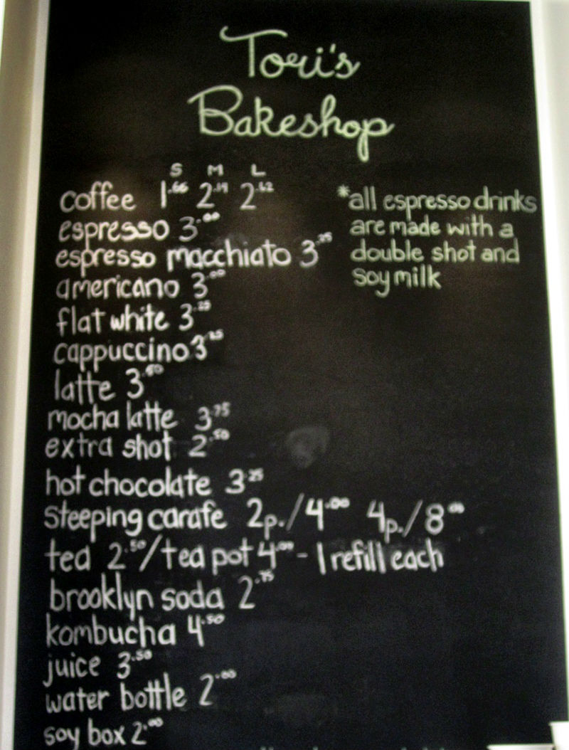 What's on the menu at Tori's Bakeshop?