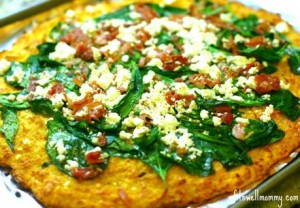 Butternut squash pizza crust. I must warn you, the crust is not like a traditional pizza. It was soft with crispy edges (and a tad crumbly), but it definitely tasted good! We will certainly be making this again!