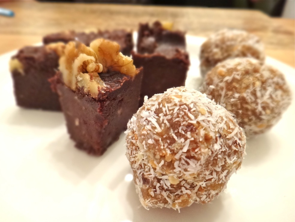 Decadent brownies and coconut power balls - Yum!